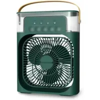 Aire acondicionado portátil usb con ventilador, depósito de agua de 600 ml, luz de 7 colores, humidificador, 3 velocidades de ventilador, color verde