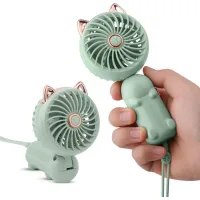 Mini ventilador plegable, portátil y bonito, con 3 velocidades de viento, perfecto para uso en exteriores - verde.