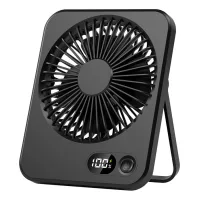 Ventilador de sobremesa, mini ventilador portátil, motor sin escobillas, funcionamiento silencioso, 5 velocidades de viento, color negro.
