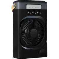 Ventilador de sobremesa portátil recargable con tres velocidades, ideal para la oficina, color negro.
