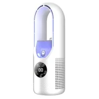 Ventilador de escritorio sin aspas de 6 velocidades – motor potente – bloqueo de seguridad para niños – ideal para espacios pequeños – blanco