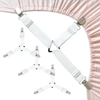 Sábanas bajeras, de esquinas mejorados para sábanas bajeras, clips antideslizantes para sábanas bajeras, color blanco, 4 u