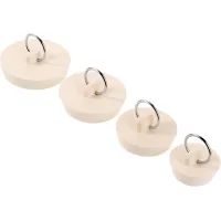 (blanco) paquete de 4 tapones de goma para fregadero con lazo para colgar para bañera, cocina y baño