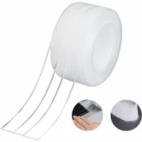 Tira de sellado de silicona flexible, impermeable y resistente al moho, 38 mm x 3,2 m - transparente (1 paquete)