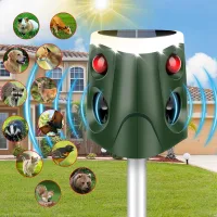 Repelente solar para gatos, repelente ultrasónico para exteriores, resistente al agua ip55, con 4 modos de luz ajustables para perros, conejos, zorro