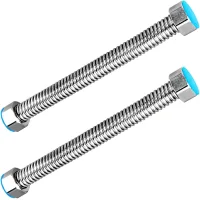 2 piezas de tubo de drenaje corrugado de acero inoxidable g1/2 x g1/2, para conector de plomería de calentador de agua, 10 cm
