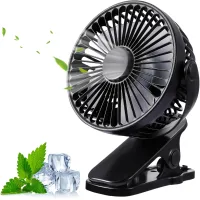Ventilador de escritorio, pequeño ventilador con clip, mini ventilador usb silencioso, 3 velocidades, rotación de 720°, ventilador portátil recargable