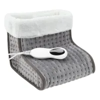 Calientapiés eléctrico, 10 niveles, temporizador 45/90/120 min, apagado automático, interior suave y lavable, gris oscuro