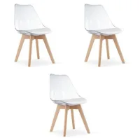 Set De 3 Silla De Comedor Polipropileno Valora Rikx Asiento Ergonómico Transparente