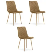 Set De 3 Silla De Comedor Terciopelo Valora Turín Asiento De Terciopelo Marrón