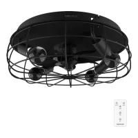 Ventilador de techo - Cecotec EnergySilence LampAero 600 Iron Design Expert, 20 W, 5 aspas, Mando, Temporizador y función Verano/Invierno, Negro