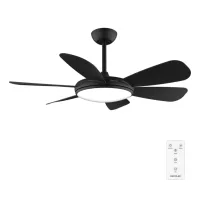 Ventilador de techo - Cecotec EnergySilence Aero 5200 Black Pro Expert, 55 W, Luz LED 32 6 aspas, Mando, Función Verano/Invierno, Negro