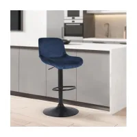 Taburete De Bar Solon Negro Terciopelo Azul 50x50x85 Cm Clp