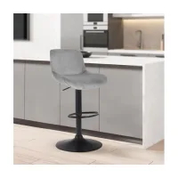 Lote De 2 Taburetes De Bar Solon Negro Terciopelo Gris 50x50x85 Cm Clp