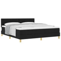 Cama Tipo Box Spring Con Cojín Manual Negro 180 X 200 Cm Tela Vidaxl