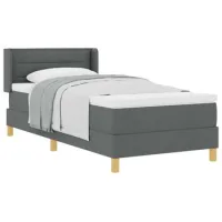Cama Tipo Box Spring Con Colchón Gris Oscuro 200 X 100 Cm Tela Vidaxl