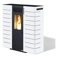Estufa de pellet pyreias pasillo 8kw blanca, calefacción eficiente para espacios de hasta 80m². con wifi y alexa