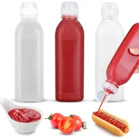 Paquete de 3 botellas para salsa, botellas de 300 ml para condimentos, botellas de plástico para condimentos, botellas exprimibles, para mostaza y két