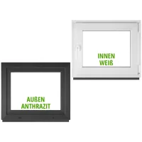 Ventana pvc bauplaza 95 x 75 cm (ancho x alto) oscilobatiente apertura derecha – antracita exterior / blanco interior – doble acristalamiento