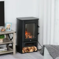 Chimenea eléctrica 1000/2000w, efecto llama realista, termostato, portátil, para habitaciones hasta 25 m², negro
