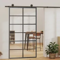 Puerta corredera y herrajes vidrio y aluminio 102x205cm
