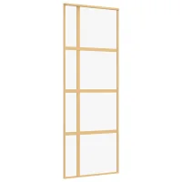 Puerta corredera dorada de vidrio esg transparente y aluminio - comfortxl