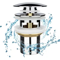 Válvula de desagüe automática push open para lavabo de cobre cromado
