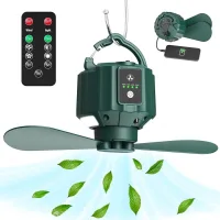 Ventilador de camping con carga usb, ventilador de camping portátil recargable (con control remoto), ventilador de tienda (con aspas extraíbles), ganc