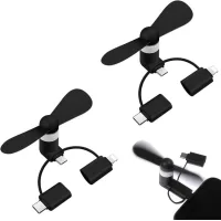Unidades (negro) mini ventilador para teléfono, ventilador para móvil, ventilador silencioso 3 en 1, mini ventilador usb portátil