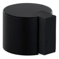 Tope de puerta para suelo de 24 x 20 mm, de acero inoxidable lacado negro, goma negro, instalación adhesiva, evi herrajes | mod.193