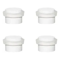 Pack de 4 topes de suelo 24 x 20 mm, acero lacado blanco con goma protectora, fijación adhesiva, herrajes evi