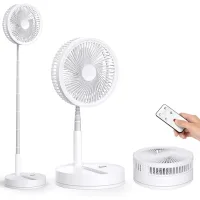 Ventilador de pie oscilante silencioso con control remoto, ventilador de pedestal usb recargable para dormitorio, oficina, camping, viaje