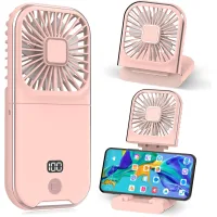 Mini ventilador portátil, recargable por usb, silencioso, ideal para oficina, hogar, exteriores y para dormir (rosa)