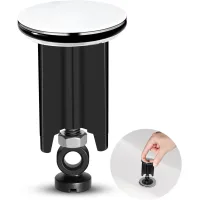 Tapón de lavabo de 40 mm, universal, blanco, ajustable (negro)