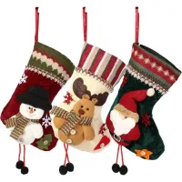 Juego de calcetines navideños - 3 piezas - papá noel - muñeco de nieve - reno - para colgar