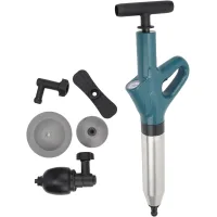 (azul) potente desatascador de inodoros, desatascador de inodoros con barómetro, bomba desatascadora con cuatro ventosas, para lavabos, desagües de su