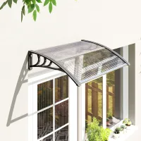 Toldo de aluminio y policarbonato de 100x75 cm, protección uv contra la lluvia.