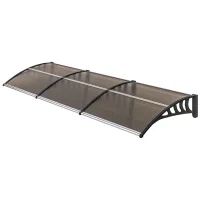 Toldo de policarbonato para puerta/techo, toldo para puerta de entrada con remate de aluminio para protección contra la lluvia y los rayos uv.