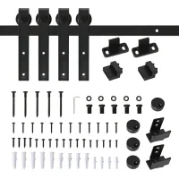 Herrajes para puertas correderas, 183 cm, para puertas correderas dobles de madera de 45 cm de ancho, mueble de tv, armario, negro.