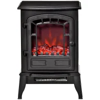 Chimenea eléctrica de suelo, 2 niveles de calor, efecto de llama realista, versátil