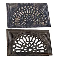 Ventana del sótano - reja de hierro fundido en forma de media luna para sótano - 50 x 31,5 cm modelo abierto