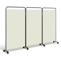 Biombo separador plegable con ruedas, estructura metálica, ideal para salón, oficina beige 263x180 cm
