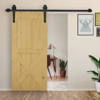 Kit de herrajes para puerta de granero de madera tipo flecha, 200 cm, negro