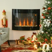 Chimenea eléctrica con llama 3d, 7 colores, 900/1800 w, de pared con temporizador.