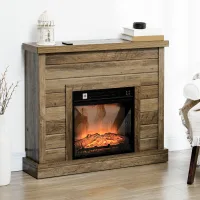 Chimenea eléctrica de 1800 w con efecto llama, mando a distancia y temporizador semanal para un salón de 30 m² (leña).
