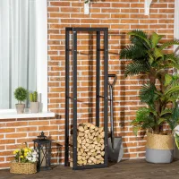 Estante metálico de 40x25x150 cm para leña, soporte de almacenamiento exterior.