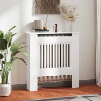 Cubierta para radiador, 78 x 19 x 81 cm, cubierta para radiador de dormitorio o salón, mdf, blanca.