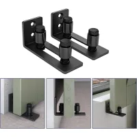 Juego de 2 guías de suelo para puerta de granero corredera - negro -