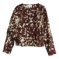 Next Blusa  ecru / chocolate / oliva