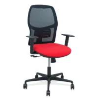 Silla Alfera Sincro Malla Negra Bali Rojo Brazo Regulable